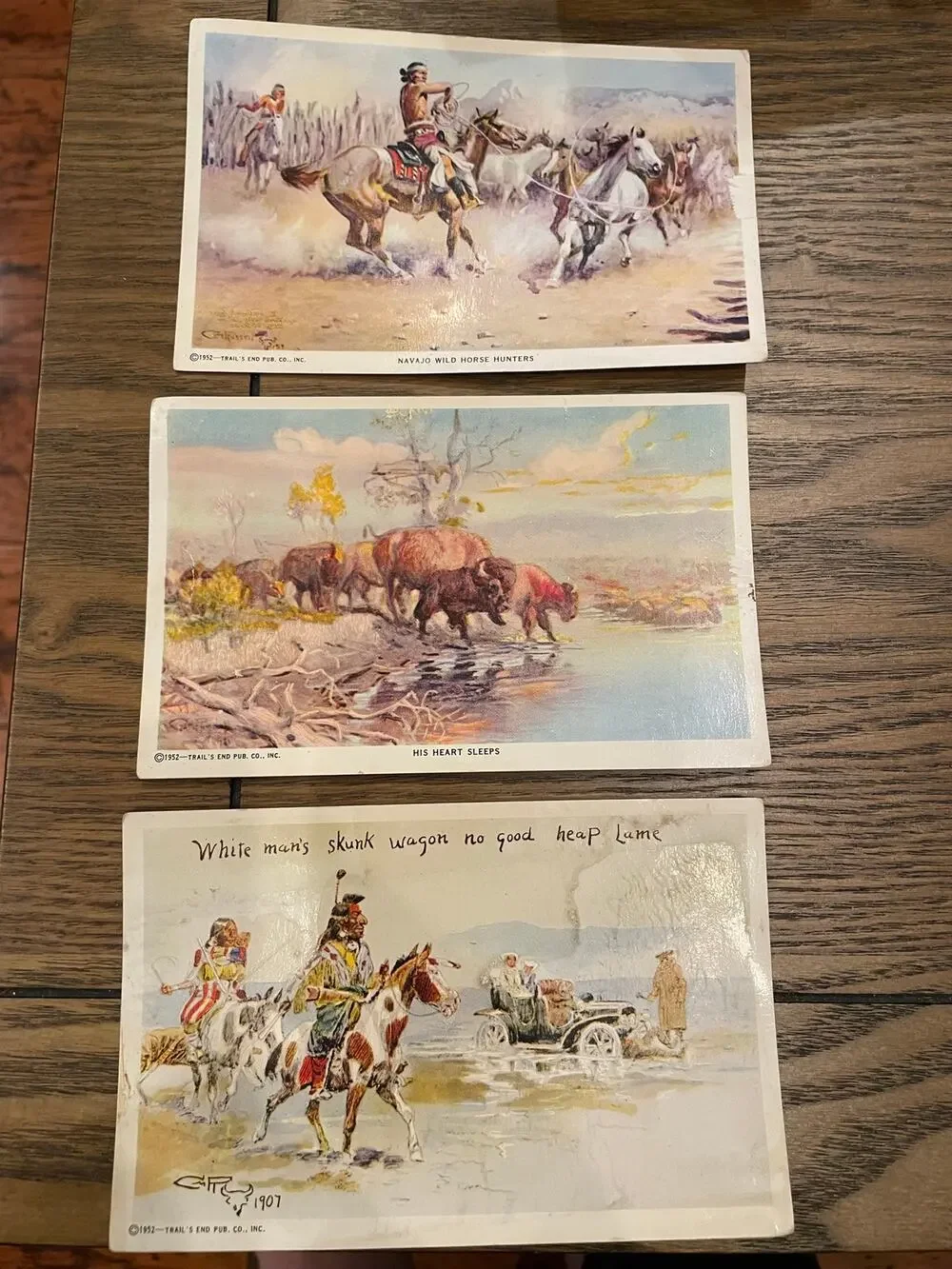 1952 Charles M Russell Western Art Postcard Lot Trail’s End Navajo Buffalo